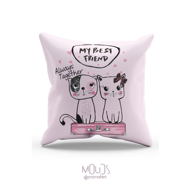 Mouds Çift Tarafı Baskılı Lovely Cats Desenli Tekli Kırlent Kılıfı