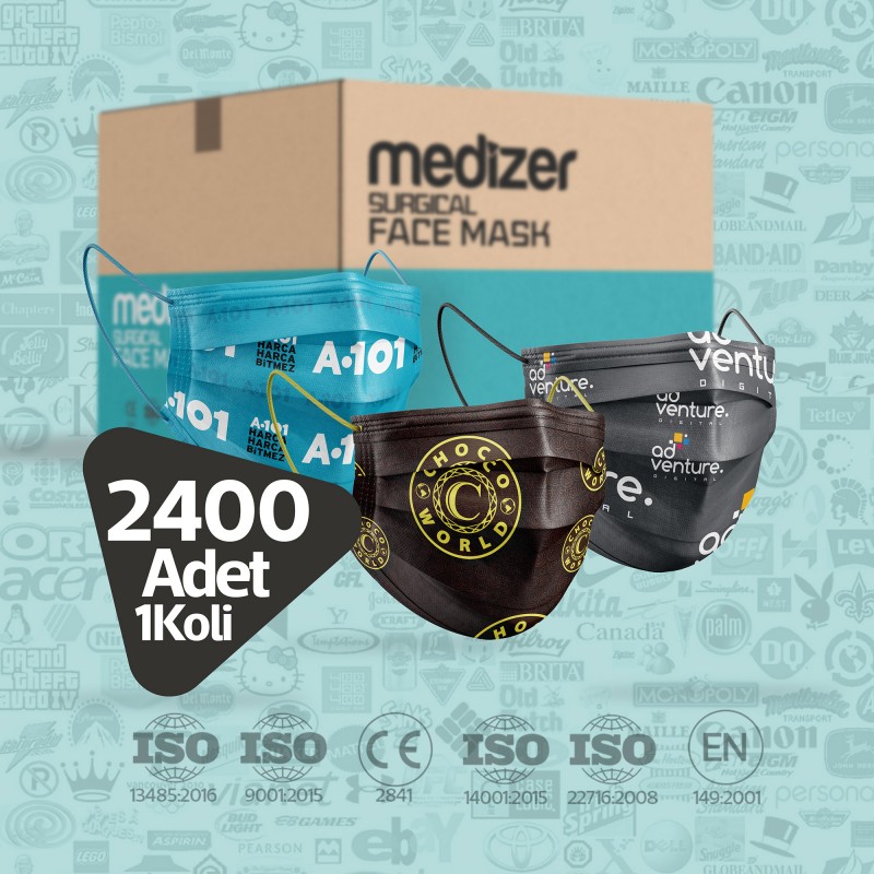 Medizer Logo Baskılı Maske - 2400 Adet