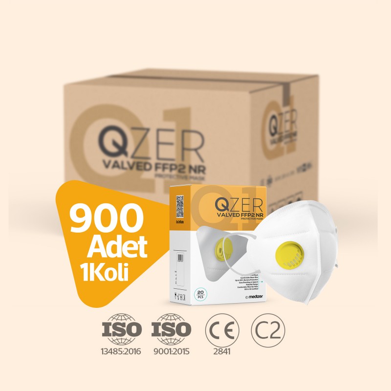 Qzer 5 Katlı Toptan Ventilli N95 Maske 900 Adet